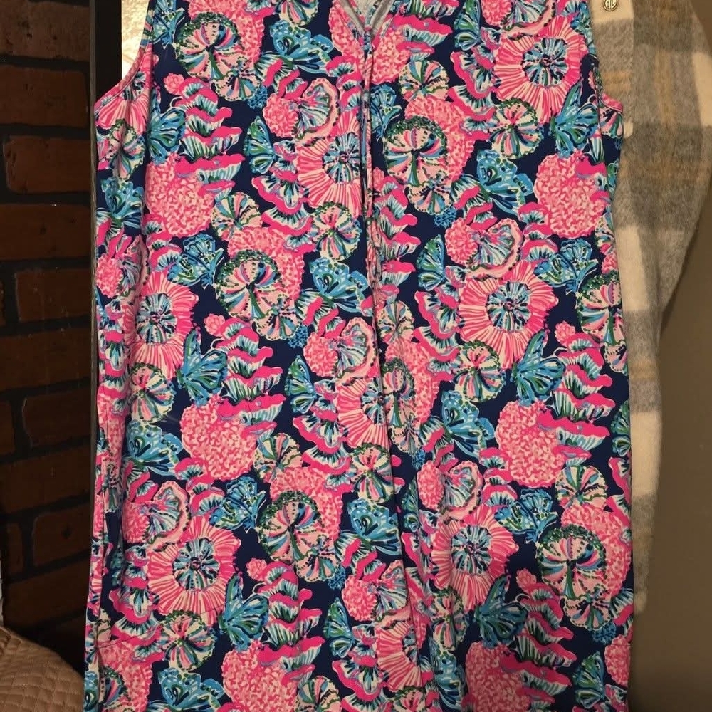 Lilly Pulitzer Navy Pink Blue Floral Shift Dress